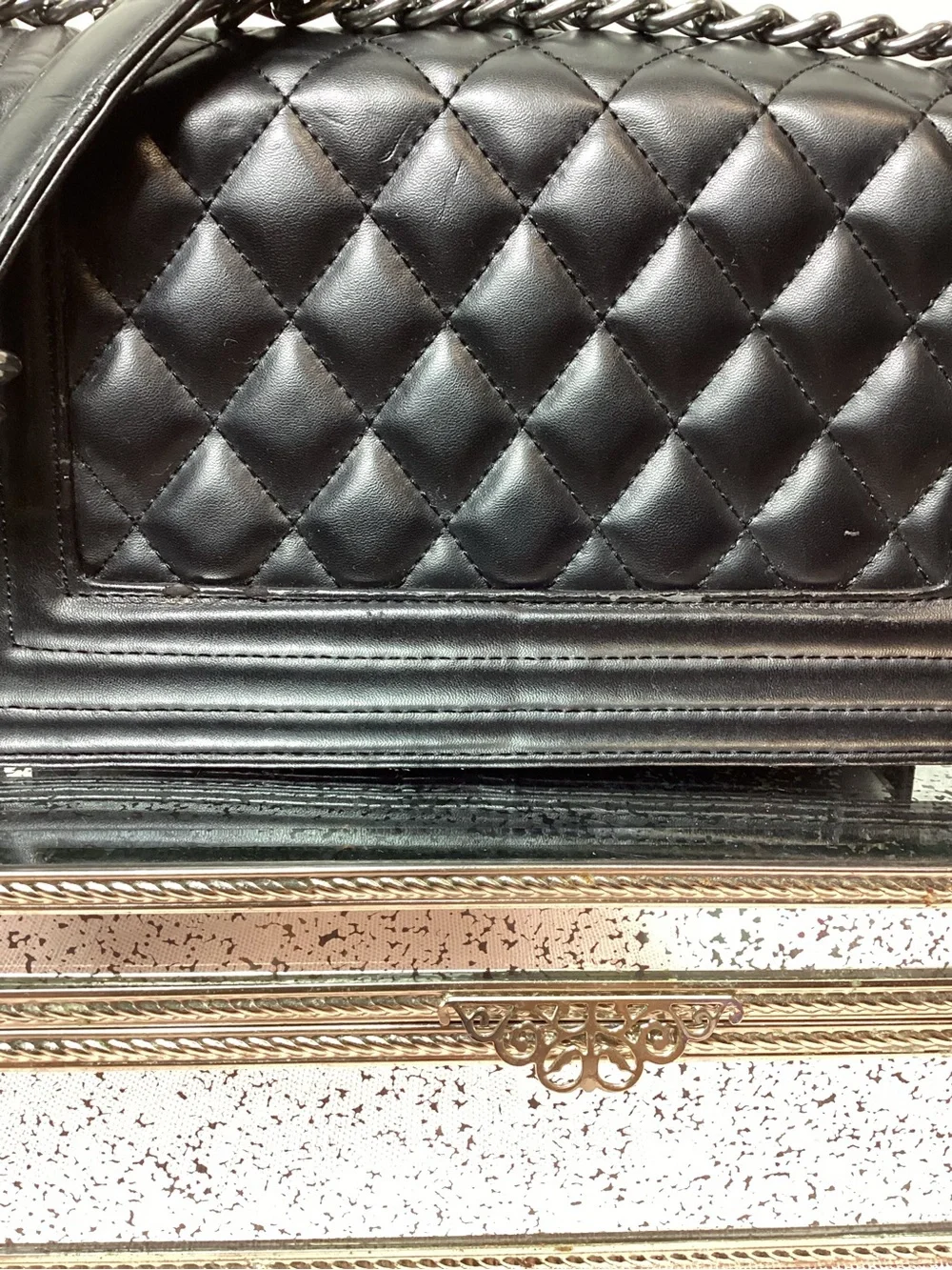 Chanel Boy Lambskin Leather Flap Bag- Black